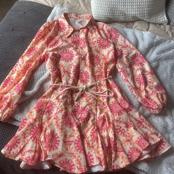 SHEIN Orange and Pink Print Dress - Picture 3 of 3